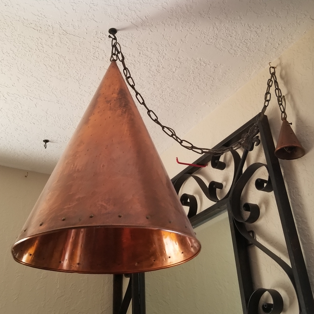 1960's Scandinavian Cone Shaped Copper Lamp
